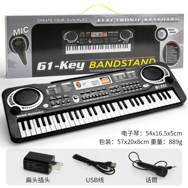Chriyungel-Electronic Piano Keyboard with Microphone, 61 Keys