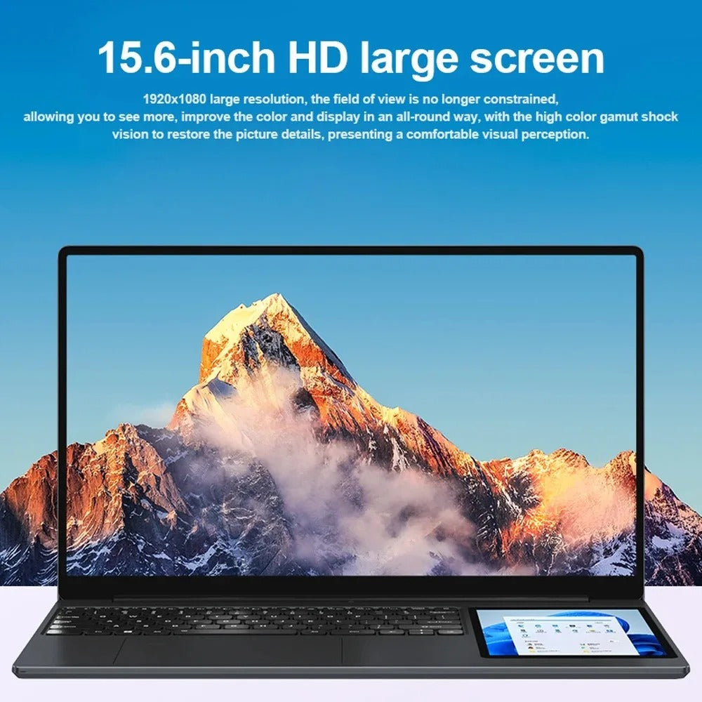 CRELANDER Intel laptop 15.6" +7" Touch Screen 32GB RAM 1TB SSD