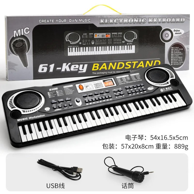 Chriyungel-Electronic Piano Keyboard with Microphone, 61 Keys