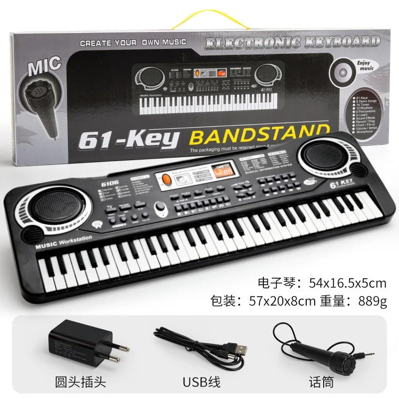 Chriyungel-Electronic Piano Keyboard with Microphone, 61 Keys