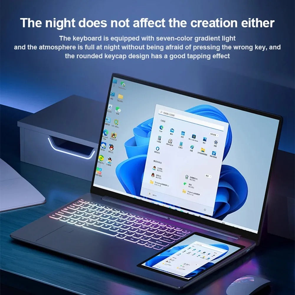 CRELANDER Intel laptop 15.6" +7" Touch Screen 32GB RAM 1TB SSD